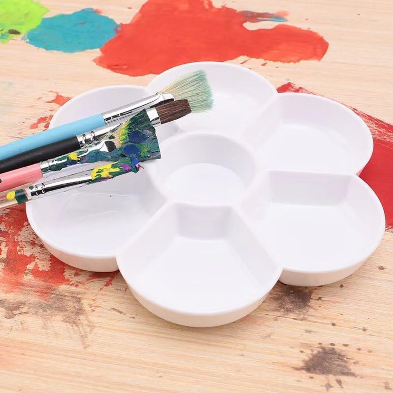 1Pc Watercolor Paint Palette Tray Water Color Palletes Washable Paint Ceramic Paint Palette Porcelain Watercolor Palette for Artist Watercolor Painting Palettes and Palette Cups(White)